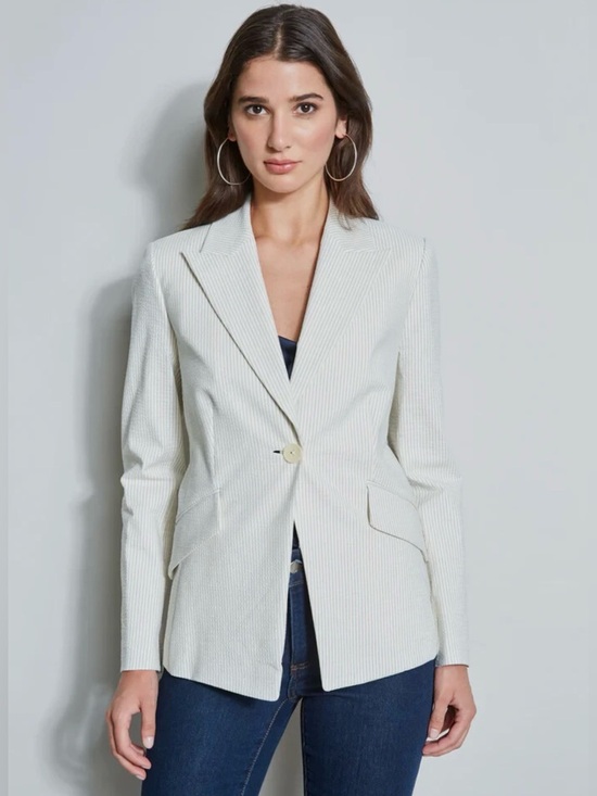 Elie Tahari Jackets & Blazers - NWT Elie Tahari Limani Pinstripe Seersucker Blazer Jacket Size 10 MSRP $398